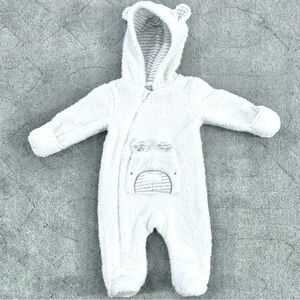 Early Days Sherpa Bear Ear Hood Bodysuit  Winter Coat White/Grey Size 3-6m(68cm)